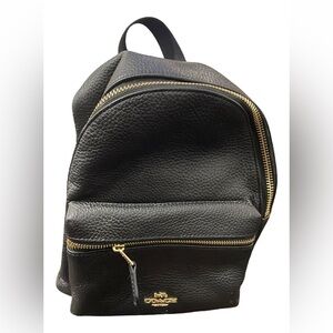 EUC - Coach Black Pebbled Leather Micro Backpack with Canvas Straps